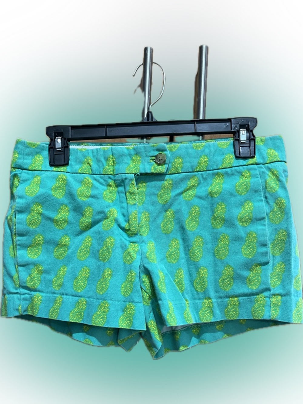 J. Crew Women’s Chino City Fit Turquoise Pineapple Shorts 0